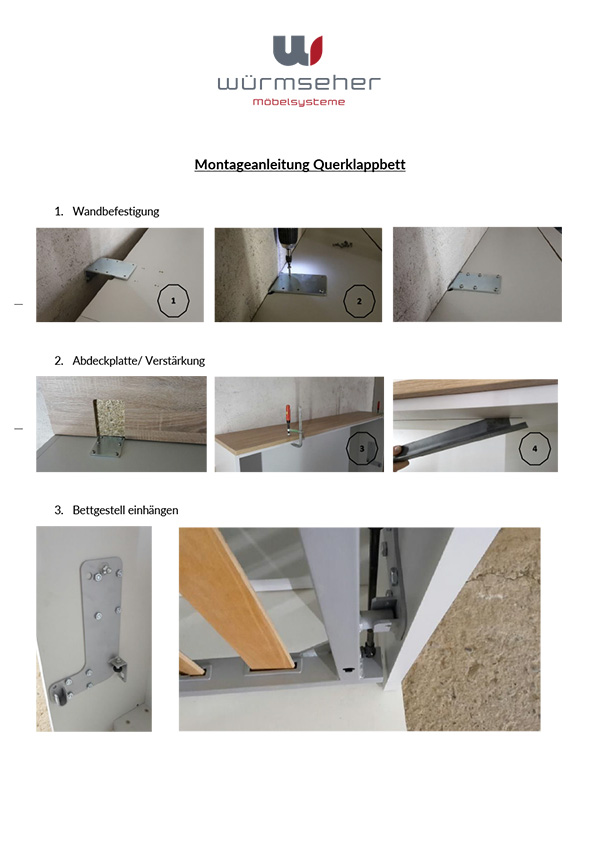 Montageanleitung Würmseher Querklappbetten